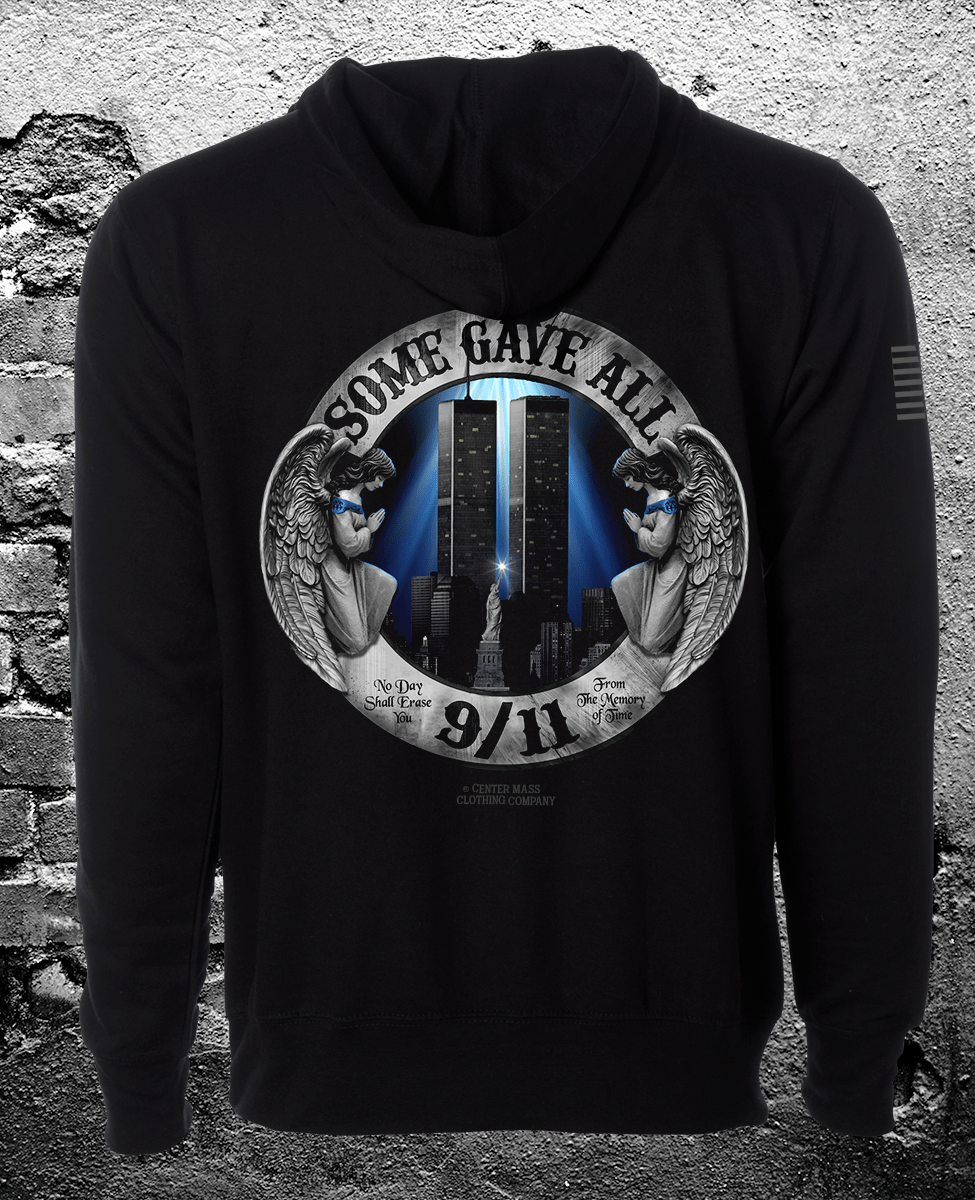 NO DAY SHALL ERASE YOU - 9/11 PULLOVER HOODIE - Center Mass